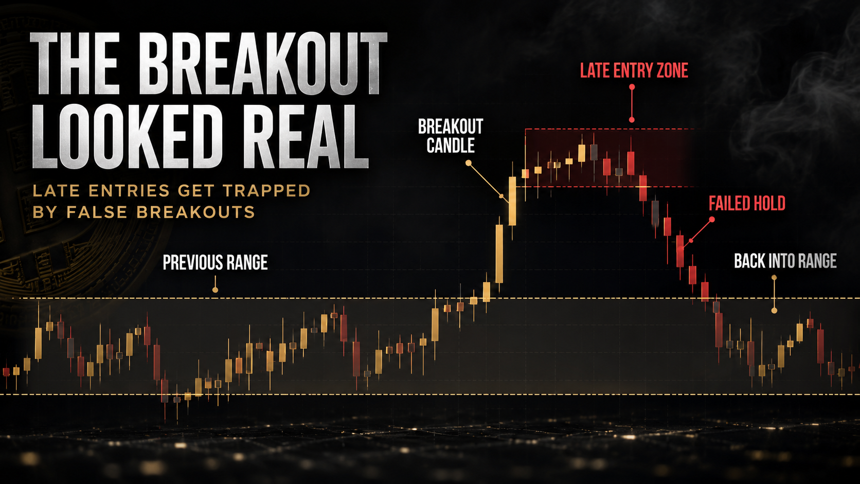 BTC scalping strategy image showing a breakout that looked real but failed after a late entry above a price boundary.