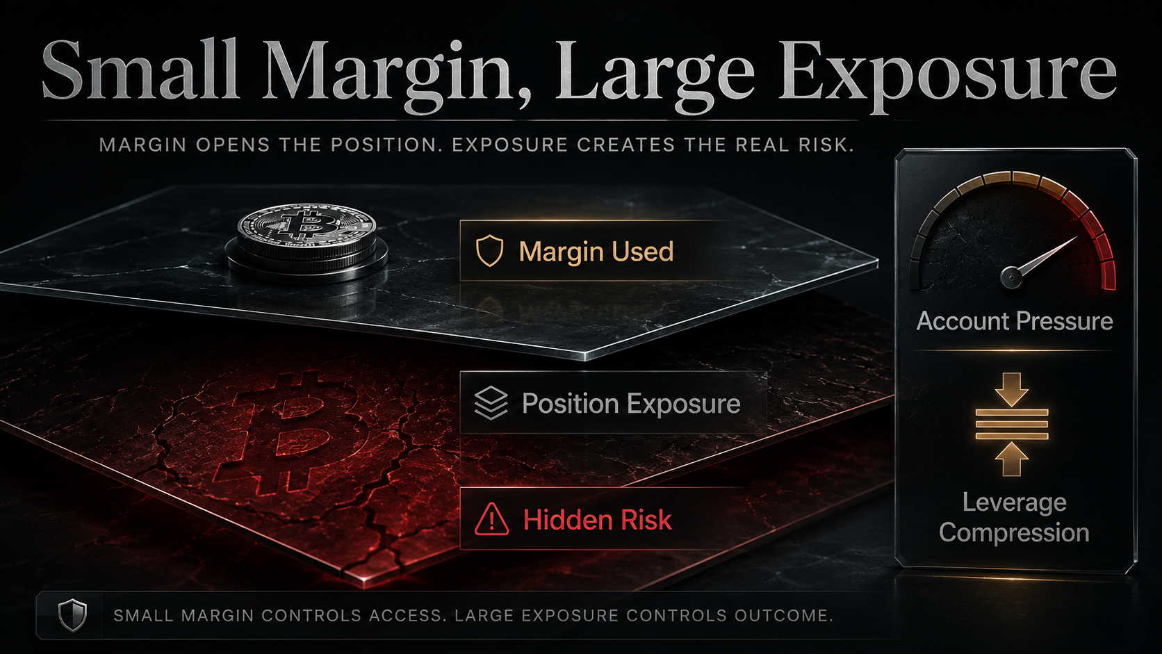 Crypto leverage calculator image showing the difference between small margin used and larger position exposure in a leveraged crypto trade.