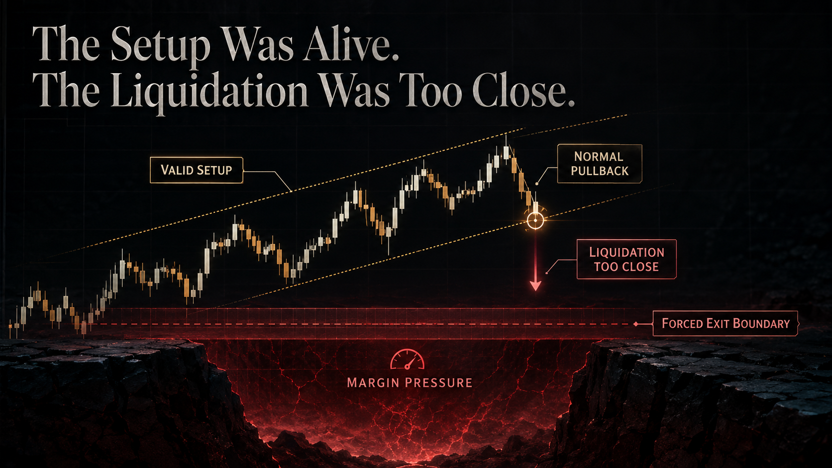 Crypto liquidation calculator image showing a valid-looking setup with liquidation distance too close before entry.